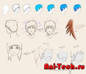 как рисовать аниме волосы